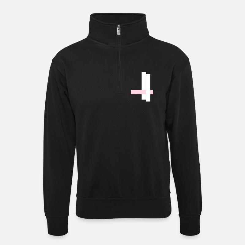 Tours blanches avec ruban rose - Sweat col montant zippé unisexe - noir