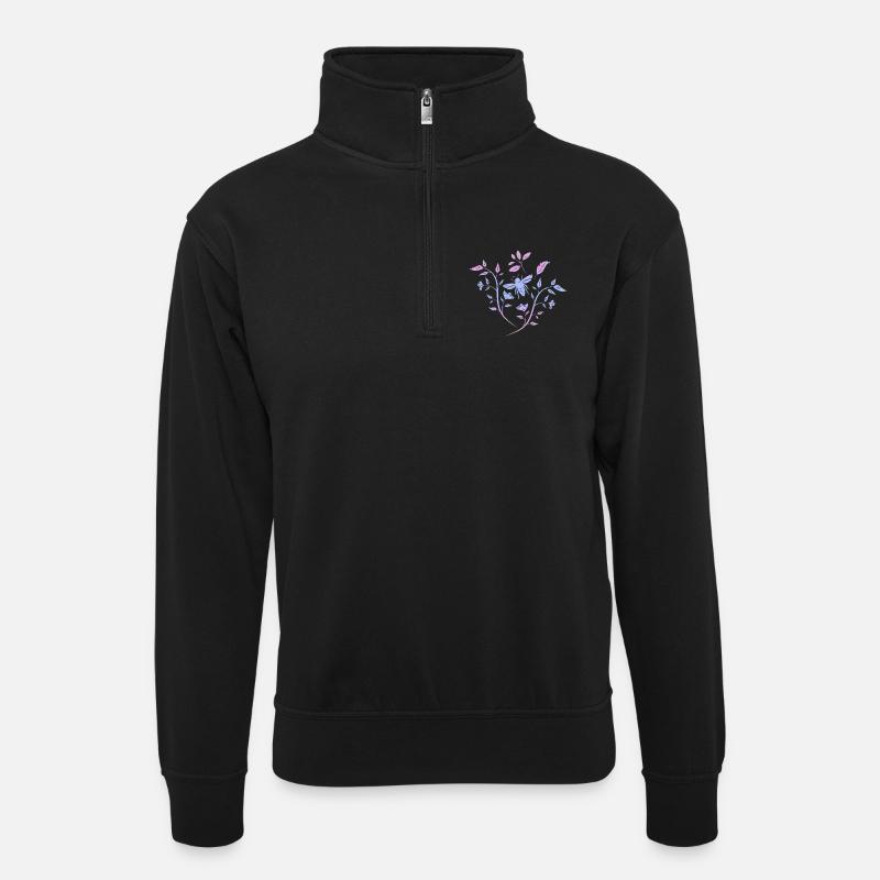 Source - Sweat col montant zippé unisexe - noir