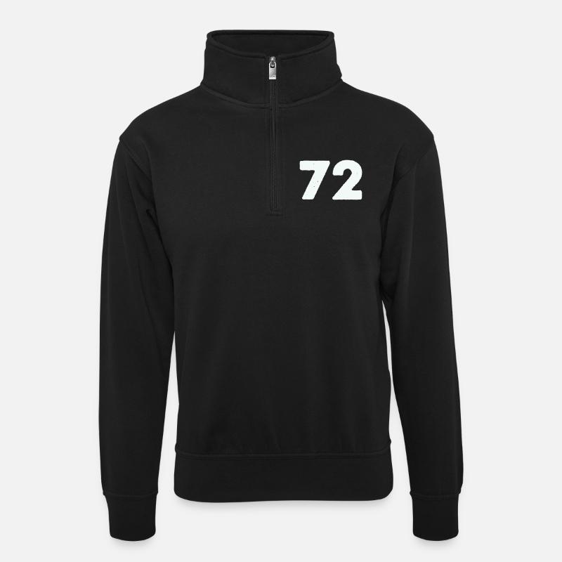 72 - Unisex Pullover mit Zip-Kragen - Schwarz