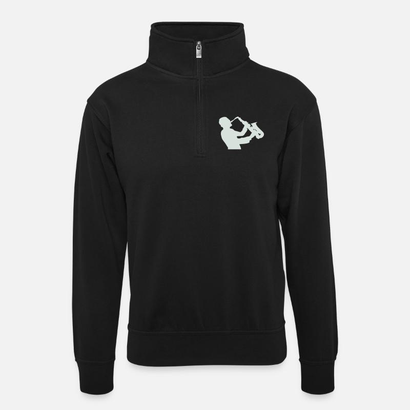 Jazz Saxophone Silhouette - Sweat col montant zippé unisexe - noir