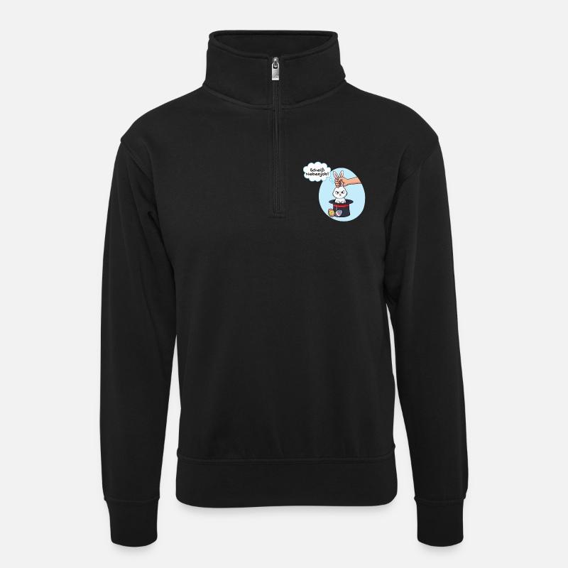 Osterhase hasst seinen Nebenjob - Unisex Pullover mit Zip-Kragen - Schwarz