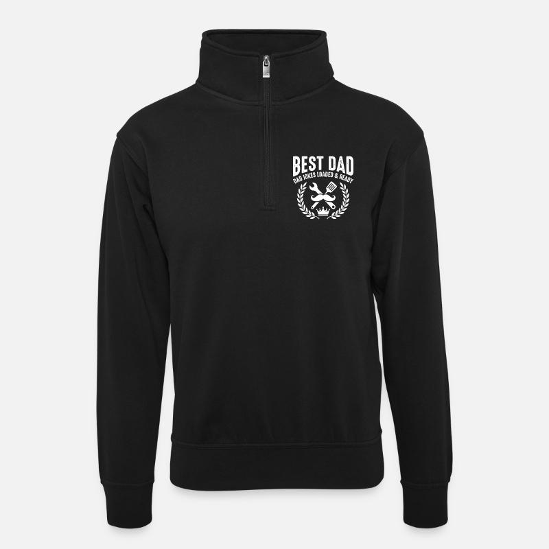 Best Dad Tool Jokes - Unisex sweater with zip collar - black