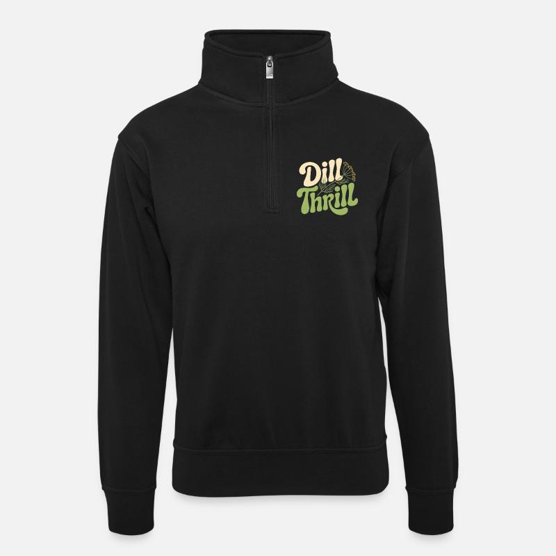 Dill-Kick | Herbs Kitchen Garden Pun - Unisex sweater with zip collar - black
