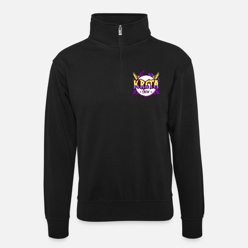 Kreta Crew Bunt - Unisex Pullover mit Zip-Kragen - Schwarz