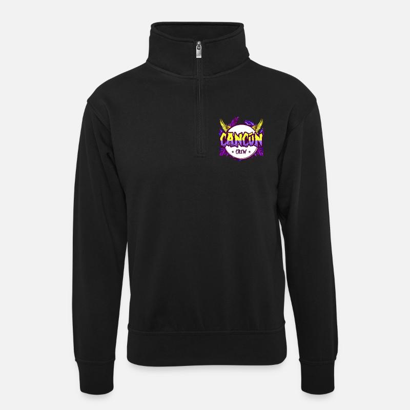 Cancun Crew Bunt - Unisex Pullover mit Zip-Kragen - Schwarz