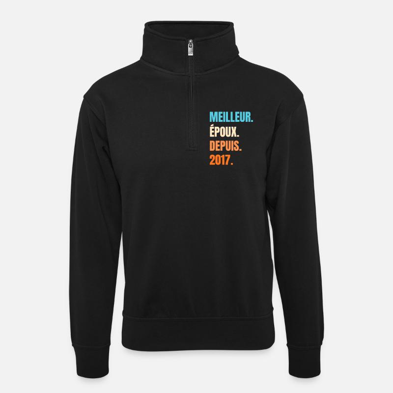 Best Husband Since 2017 Gift Husband - Unisex sweater with zip collar - black