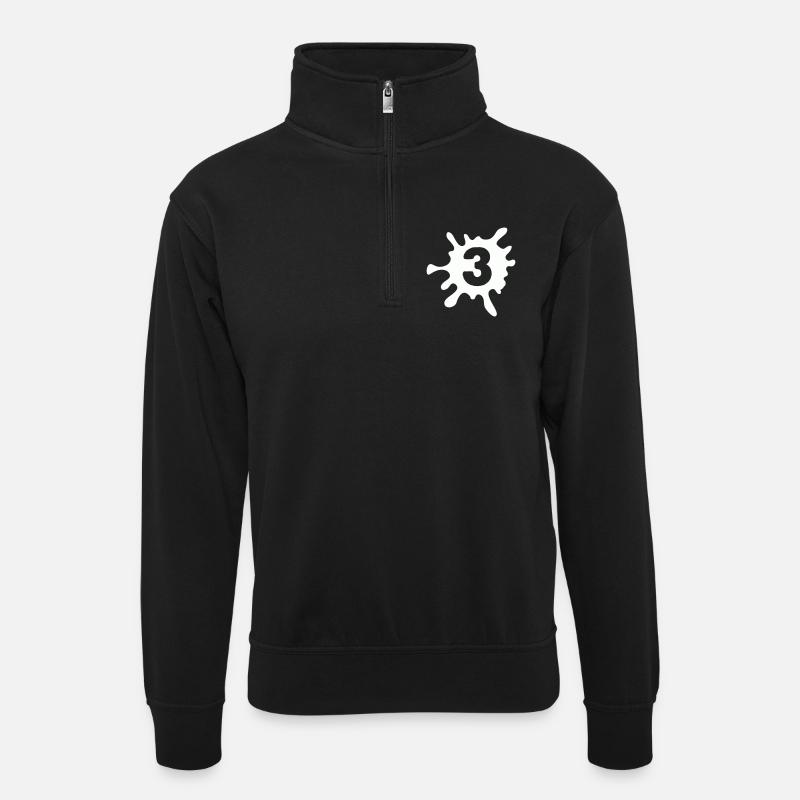 klecks_3- - Unisex Pullover mit Zip-Kragen - Schwarz