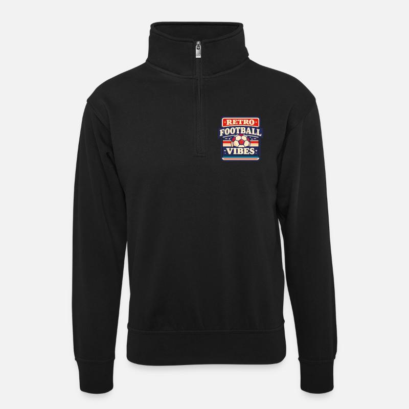 Retro_Football_Vibes - Unisex Pullover mit Zip-Kragen - Schwarz