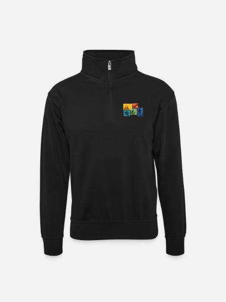 Gitarrengrunge Farbblöcke - Unisex Pullover mit Zip-Kragen - Schwarz