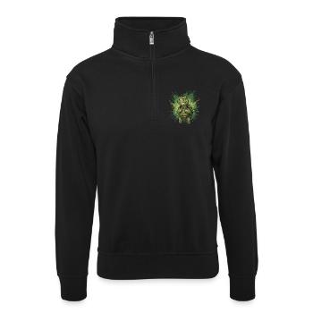 Mutiger Schildkrötenheld - Unisex Pullover mit Zip-Kragen - Schwarz - Vorne