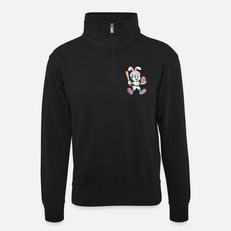 Hoppelhase avec œuf de Pâques - Sweat col montant zippé unisexe - noir