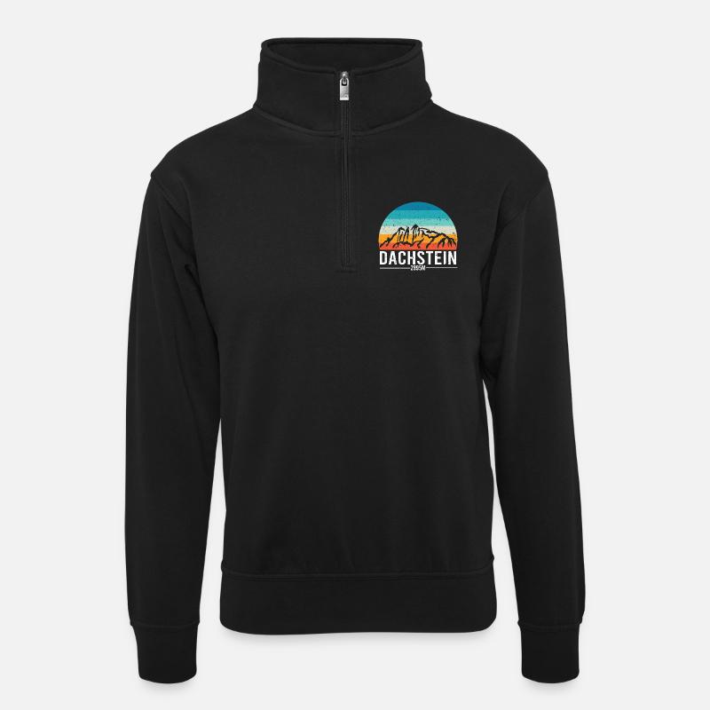 Dachstein Ramsau Austria Retro Sunset - Unisex sweater with zip collar - black