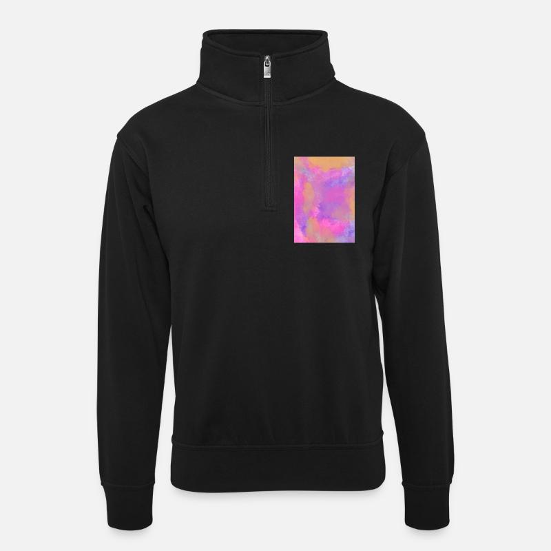 Gradient - lilac can be personalized - Unisex sweater with zip collar - black