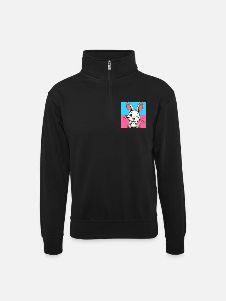 rabbit - Unisex sweater with zip collar - black