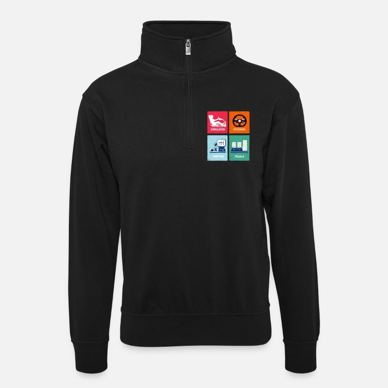 Sim Racing - Unisex Pullover mit Zip-Kragen - Schwarz