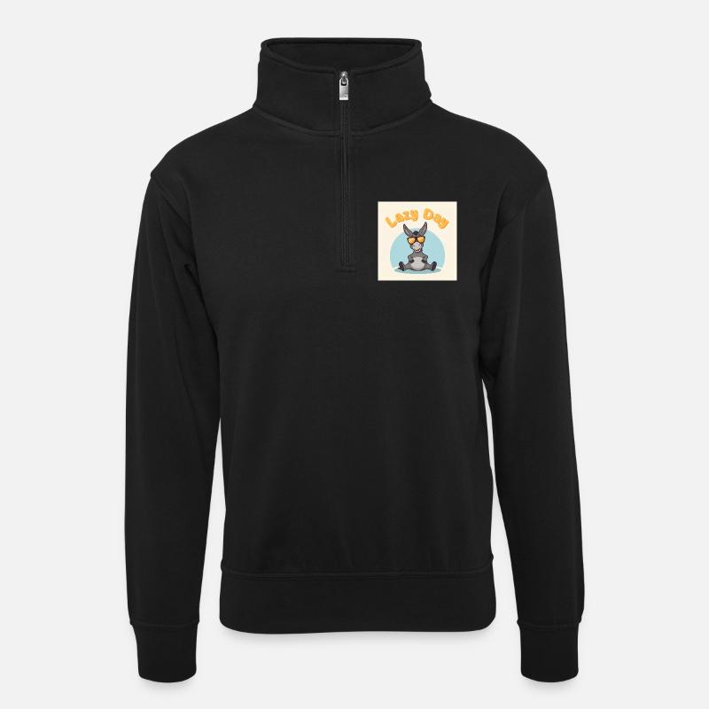Sloth Day - Donkey Relax - Unisex sweater with zip collar - black