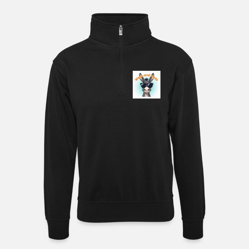 Esel-Wochenend-Mode - Unisex Pullover mit Zip-Kragen - Schwarz