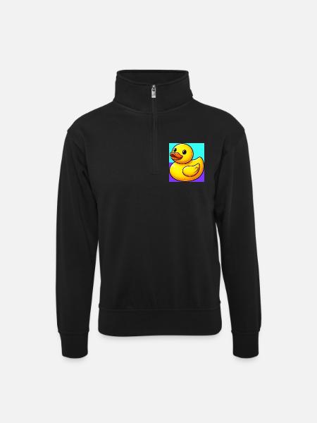 Duckling Duck Duck Duck - Unisex sweater with zip collar - black