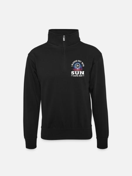 Solar eclipse 2026, August 12 - Unisex sweater with zip collar - black