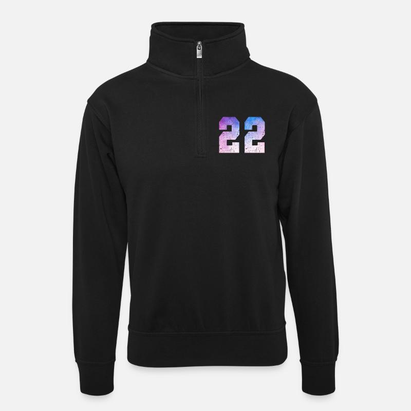 Ausgabe 22 – 22. Jubiläumsgeschenk - Unisex Pullover mit Zip-Kragen - Schwarz