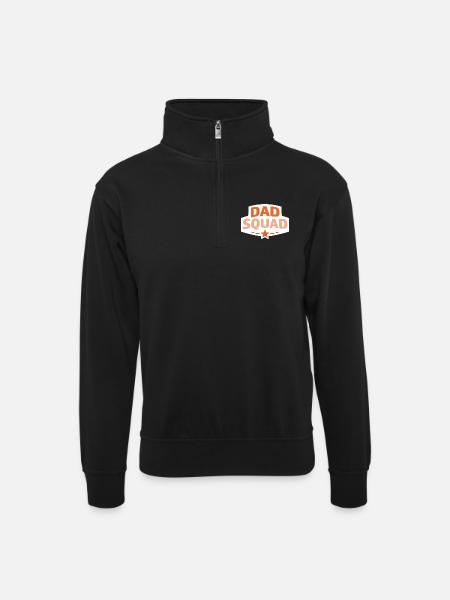 Papa-Squad - Unisex Pullover mit Zip-Kragen - Schwarz