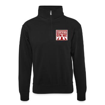 Certified Gym Rat Lustig Fitness Training Spruch - Unisex Pullover mit Zip-Kragen - Schwarz - Vorne