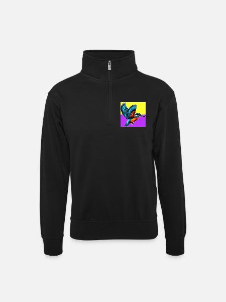 kingfisher - Unisex sweater with zip collar - black