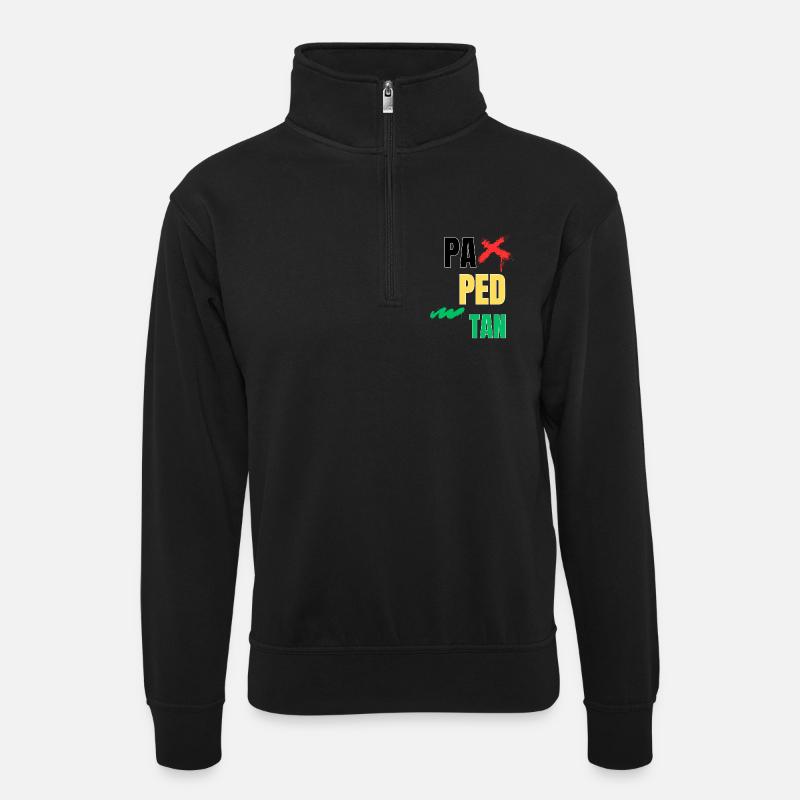 pa_ped_tan - Unisex Pullover mit Zip-Kragen - Schwarz