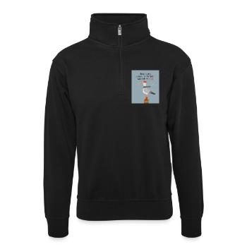 Norddeutscher Humor Deich Sturm Wind Spruch - Unisex Pullover mit Zip-Kragen - Schwarz - Vorne