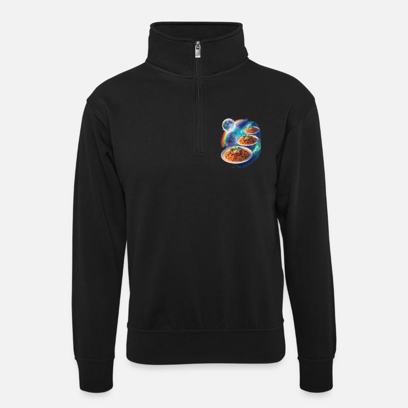 Kosmische Pasta Galaxie - Unisex Pullover mit Zip-Kragen - Schwarz