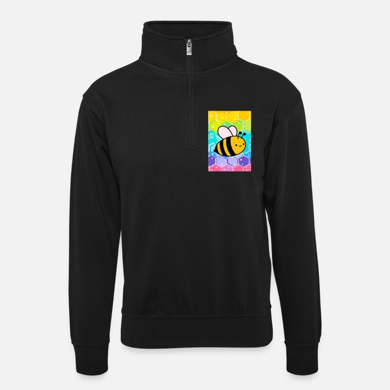 Biene - Unisex Pullover mit Zip-Kragen - Schwarz