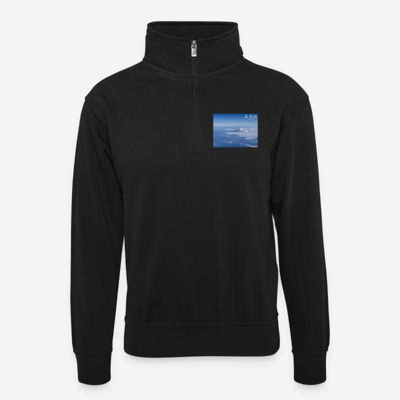 Fujisan - Unisex Pullover mit Zip-Kragen - Schwarz