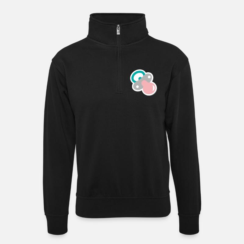 schnuller - Unisex Pullover mit Zip-Kragen - Schwarz