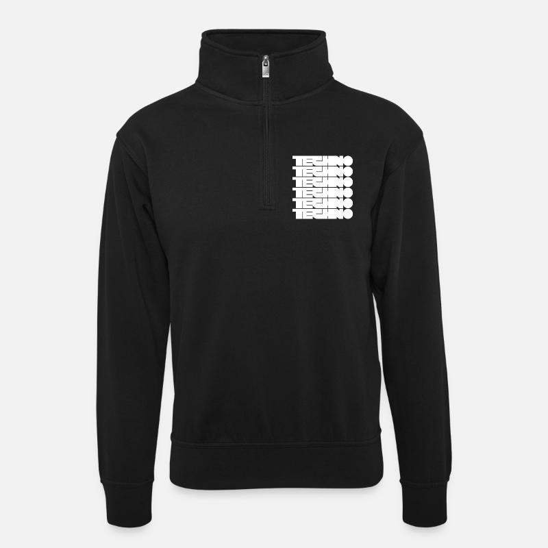 Techno Music Bold Abstract Geometry-logo - Unisex-sweatshirt med zipkrave - sort