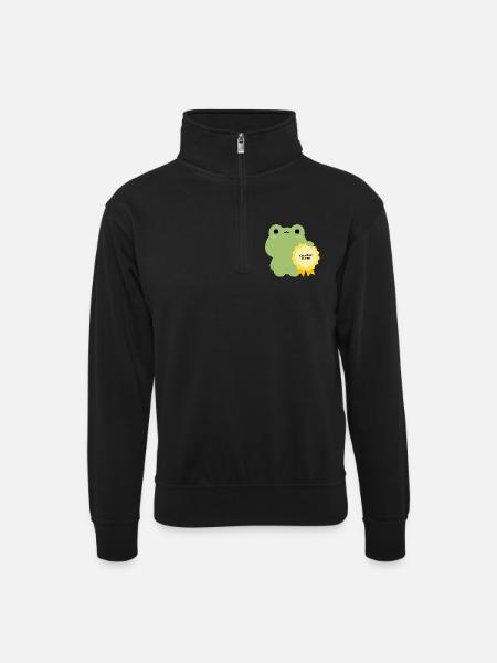 Certified Clingy Frog Badge - Unisex sweater with zip collar - black