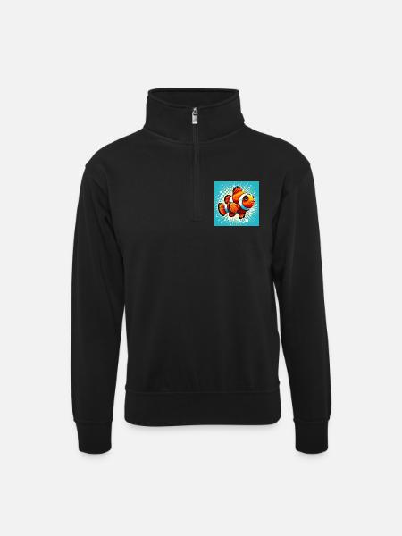 Clownfisch - Unisex Pullover mit Zip-Kragen - Schwarz