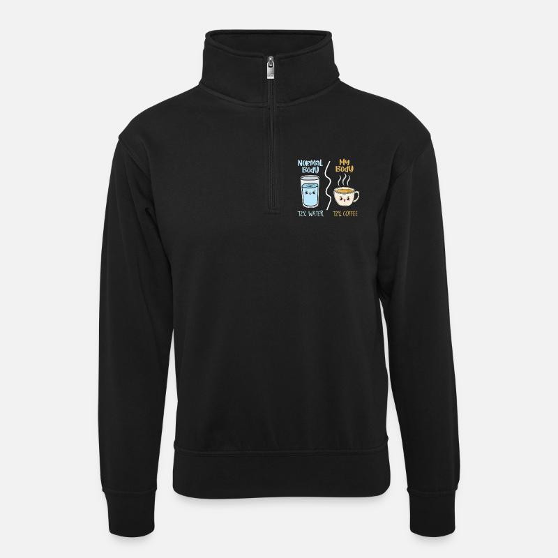 Café vs eau 72 % - Sweat col montant zippé unisexe - noir