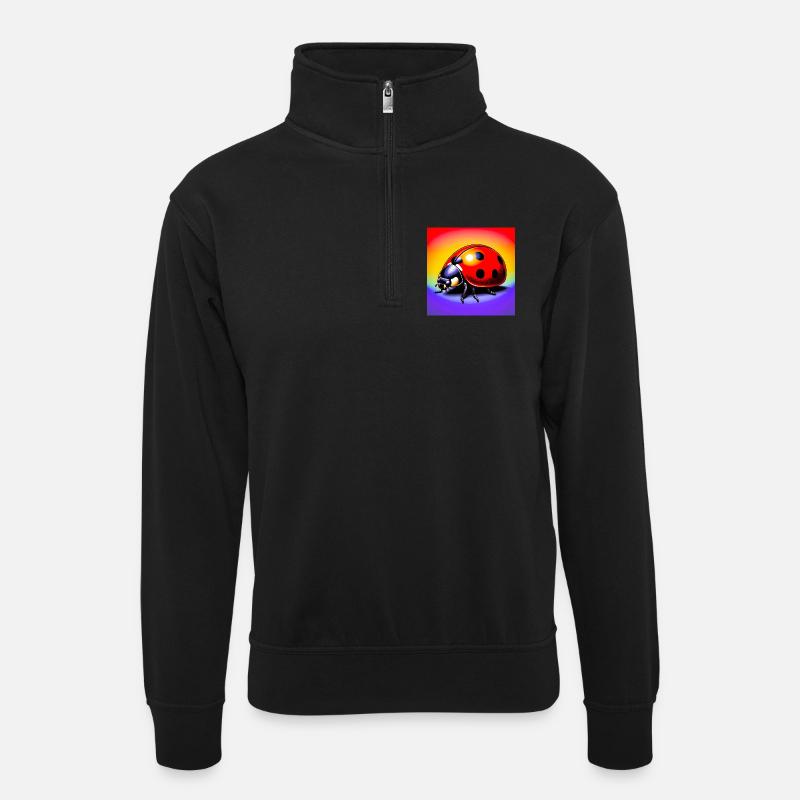 Marienkäfer - Unisex Pullover mit Zip-Kragen - Schwarz