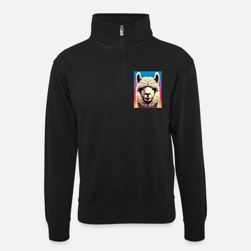 Alpaca - Unisex sweater with zip collar - black