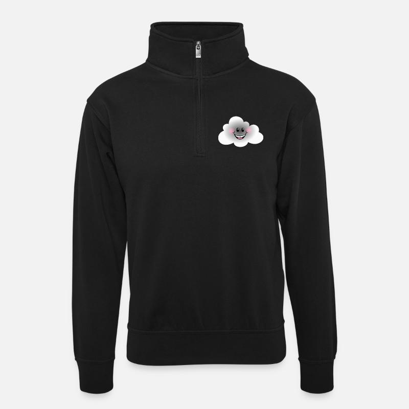 Glückliche Wolke - Unisex Pullover mit Zip-Kragen - Schwarz