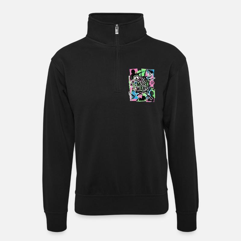 Paix : Plus jamais de guerre - Sweat col montant zippé unisexe - noir