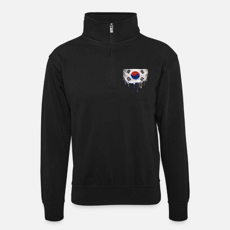 Drapeau coréen dégoulinant - Sweat col montant zippé unisexe - noir
