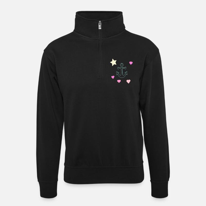Pastello Anchor Doodle con Cuori e Stella - Maglia unisex con colletto con zip - nero