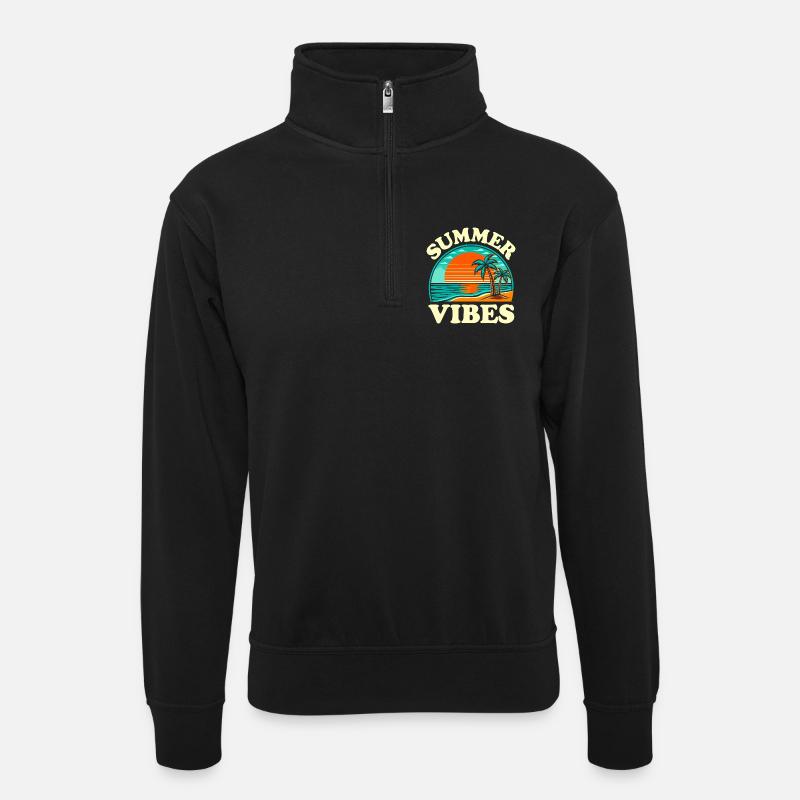 Summer Vibes Beach Sun - Sweat col montant zippé unisexe - noir