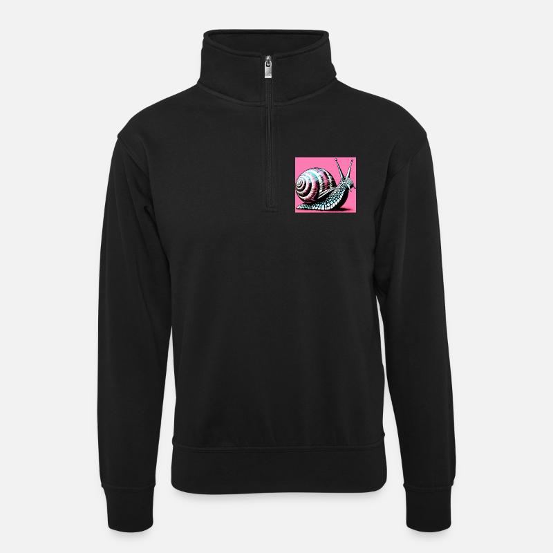 Schnecke - Unisex Pullover mit Zip-Kragen - Schwarz