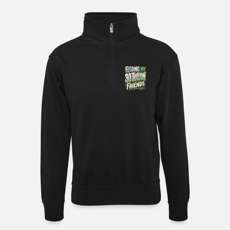 Ernährung Gesundheit Experte - Unisex Pullover mit Zip-Kragen - Schwarz