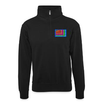 Table de multiplication colorée numérotée 15x15 - Sweat col montant zippé unisexe - noir - Devant