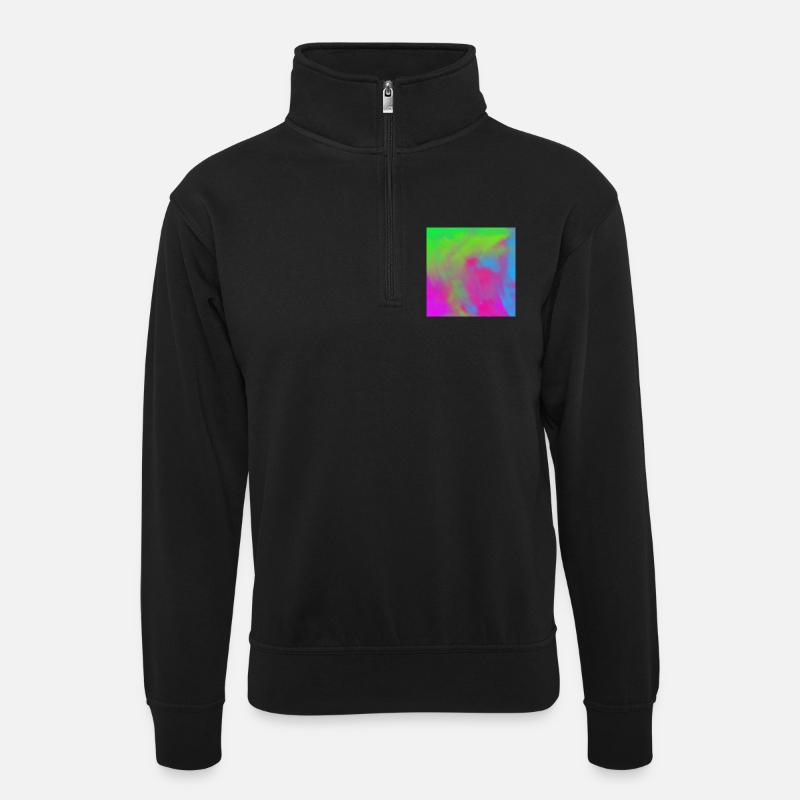 Vivid Neon Tie-Dye Gradient Burst - Unisex sweater with zip collar - black