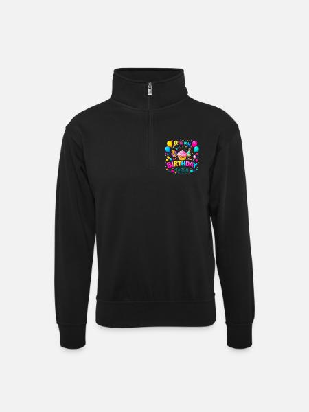 Today is my birthday - Unisex sweater with zip collar - black