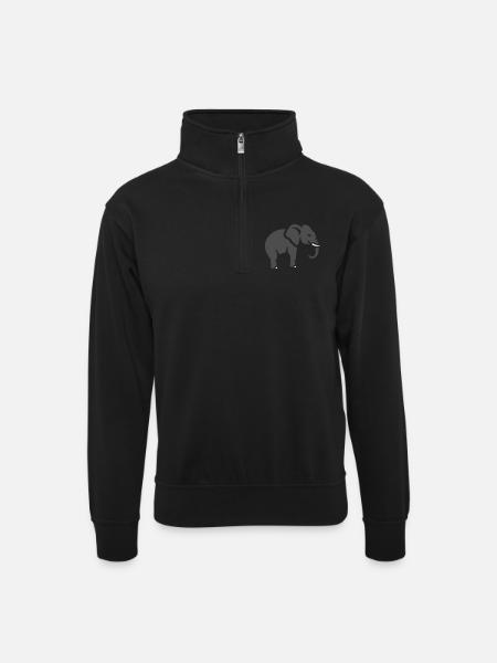 Elefant Silhouette Afrika Tier - Unisex Pullover mit Zip-Kragen - Schwarz